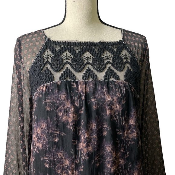 Free People Elsie Lace Chiffon Dress in Midnight Garden - XS Small - Picture 13 of 16